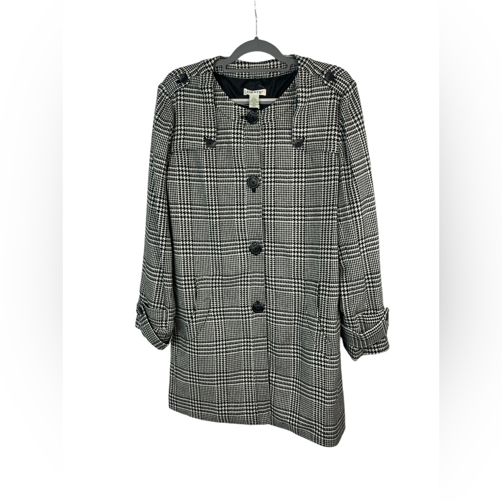 Orvis woman’s houndstooth print overcoat size large
